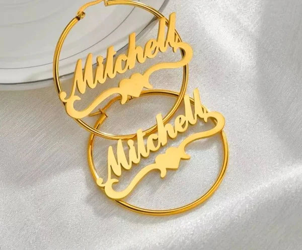 Customize Name Earrings with Heart Design